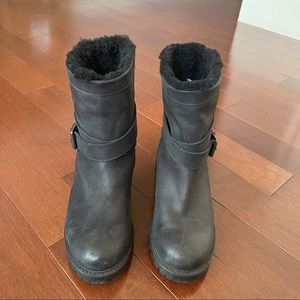Ross & Snow Shearling Lined Moto Boots, Size 7